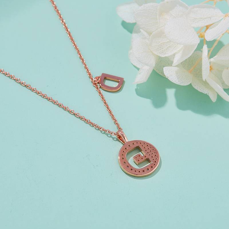 D pendant S925 silver plated rose gold Moissanite diamond light luxury letter necklace